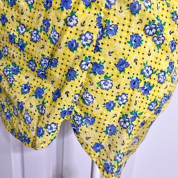 TALBOTS Yellow Spring Floral Cotton Bell Sleeve Blouse - Picture 9 of 10